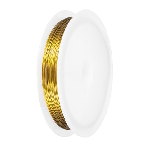 PATIKIL 66FT (20m) 0.018inch (0.45mm) 7-Strand Bead String Wire, Stainless Steel Nylon Coated Bead Cord Stringing Wire for Jewelry Bracelet Beading Making, Gold