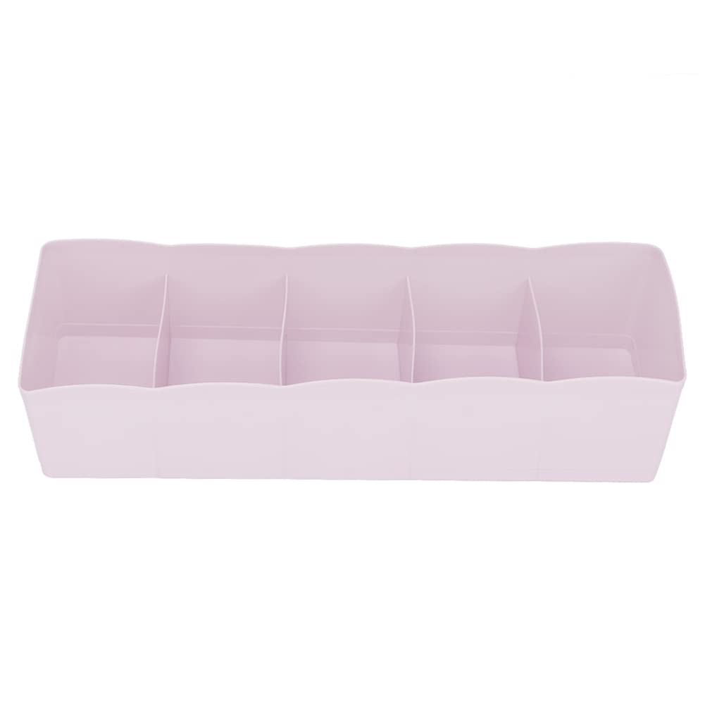 Plastic Drawer Organizer with 5 Compartments for Bra, Underwear, Socks Storage, Pink, Cabinet Storage Cube Basket