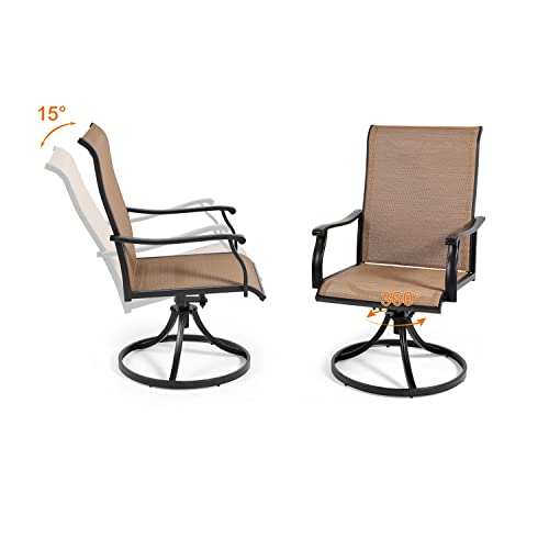 Anmutig Patio Swivel Dining Chairs Set Of 2, Outdoor Metal Chair With Textilene Mesh Fabric Patio Furniture Set Porch Chairs With Metal Rocking Frame For Lawn Garden Backyard #TOP4