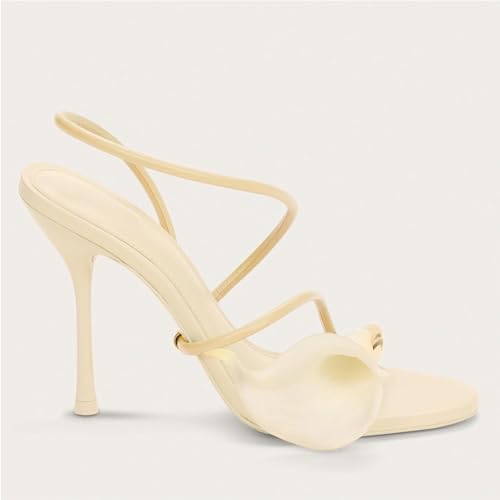 Image of ZJGZF Flower Heels for Women Nude Calla Lilyl Heeled Sandals Wedding Shoes for Bride Sexy Strappy Stiletto Heel Dressy Unique Shoes
