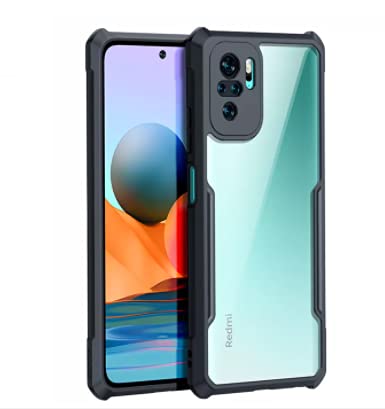 Image of A rtistque Clear Hard Transparent Acrylic Armor Anti-Drop Shockproof TPU Edge Back Cover Case for Redmi Note 10 - Black