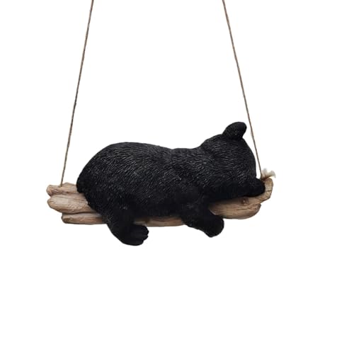 Figura colgante de oso cachorro suspendido en resina negra miniatura 4