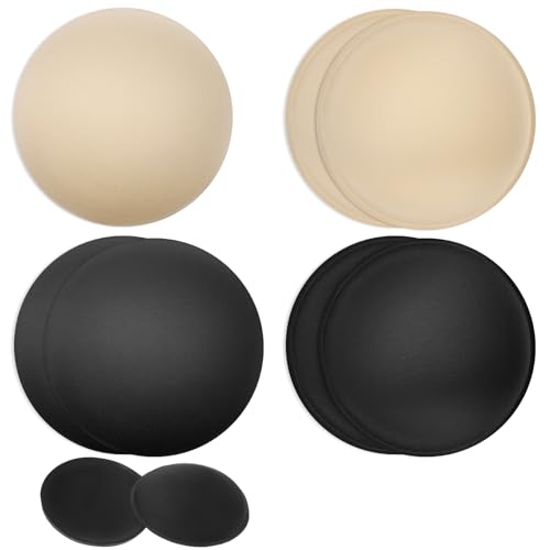 SULIKJHUI Padding for Bra, 4 Pairs Removable & Washable Breast Pads for Bra, Round Bras Cups Inserts for Swimsuit Sports Bras