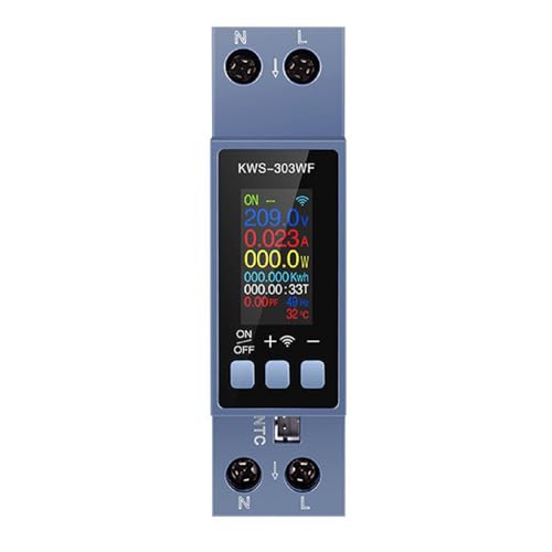 EpheyFIF KWS303WF - Medidor de potencia de riel DIN WiFi con control remoto de 40 A, medición multifuncional para uso doméstico y comercial ligero