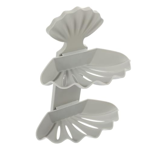 KONTONTY Caja vaciar la jabonera baño caparazón con Plataforma improvisada Bandeja Soporte de jabón de Escritorio Artículos para el hogar jabonera para el hogar páginas Grey