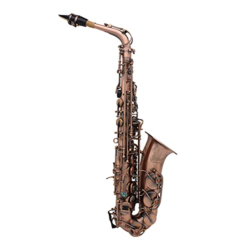 Queenser Curva Bronze vermelho profissional Eb Mi bemol Saxofone Alto Sax Abalone Shell chave esculp