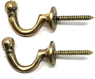 fiXte Ball End Curtain Tie Backs Screw in Hooks Available in Black, Brass, Chrome and Satin Chrome Finishes 40mm - Pack of 2 (Black)