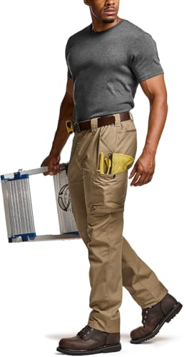 Image of CQR Men's Quick Dry Work Pants, Water Resistant Outdoor Tactical Pants, Lightweight Stretch Cargo Hiking Pants