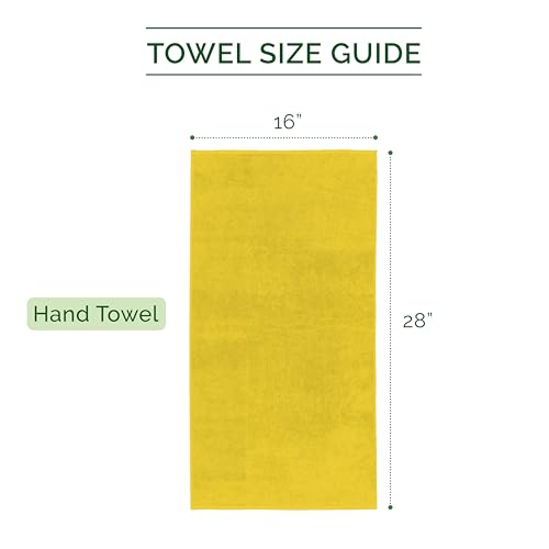 Image of Elegant Comfort Luxury 100% Turkish Cotton Corduroy Ribbed 4 Pack Hand Towel Set 16 x 28 Inch - Absorbent, Super Soft, Quick Dry, Premium Towels for Bathroom, Gym, Spa and Hotel Use, Yellow
