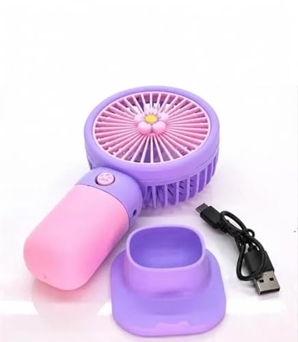 Color Wings Mini Handheld Fan, Portable and Lightweight, USB Type- C Rechargeable, 3 Speed Settings With LED indicator, Quiet Operation, with Desktop Stand