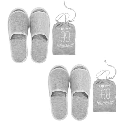 【s.i.p】携帯スリッパ 折りたたみ式 ケース付き 男女兼用 滑り止め加工 軽量 コンパクト 旅行 学校行事 オフィス 来客用 (グレー 2個, フリーサイズ, 日本の靴のサイズ寸法, 大人, アルファベット, Free Size)