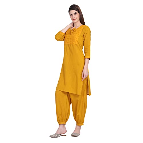 Image of Women Kurti Set With Salwar | Cotton Short Kurta