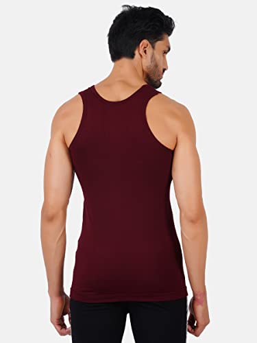 Image of RAMRAJ COTTON Pack of 4 Men's Multicolor Scoop Neck Sleeveless Cotton Undershirt Vest(Multicolor;80)
