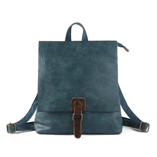 LIKEBAG Backpack Fashion Women Large Multipurpose Design Convertible Satchel Handbags Shoulder Bag Leather Travel Backpack (Blue)