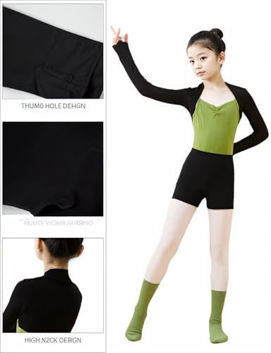 ASHER FASHION Girls Kids Ballet Shrug Sweater Long Sleeve Open Front Wrap Top Dance Dress Cover Up4