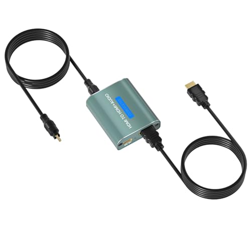 HDMI Audio Extractor Splitter 4K, HDMI to Optical Toslink SPDIF Video Audio Adapter Supports Digital/DTS, PCM HDR10 (NOT Support ARC)