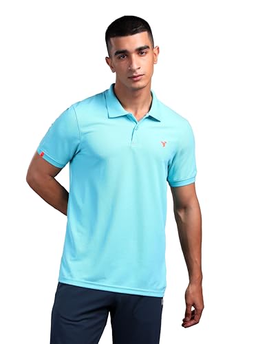 Image of TECHNOSPORT Men's Polyester Slim Fit Self-Design Short Sleeve Polo Matpiq T-Shirt with Anti Microbial, Techno Dry for Regular and Casual Use