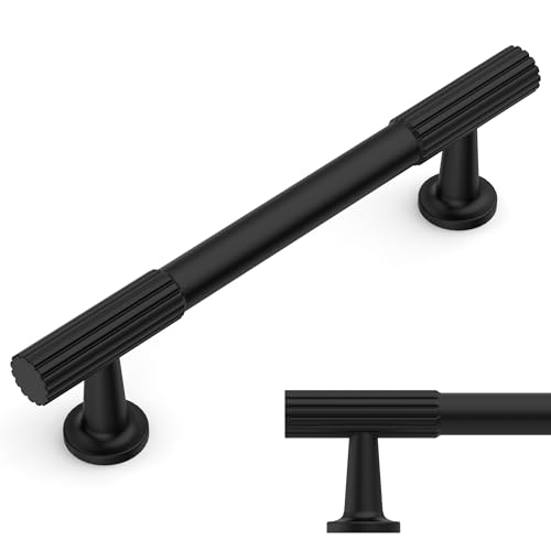Amerdeco 10 Pack Matte Black Cabinet Pulls 3.75 Inch(96MM) Hole Centers Kitchen Cabinet Handles Hardware Kitchen Handles for Cabinets Cupboard Handles Drawer Pulls ZH0071
