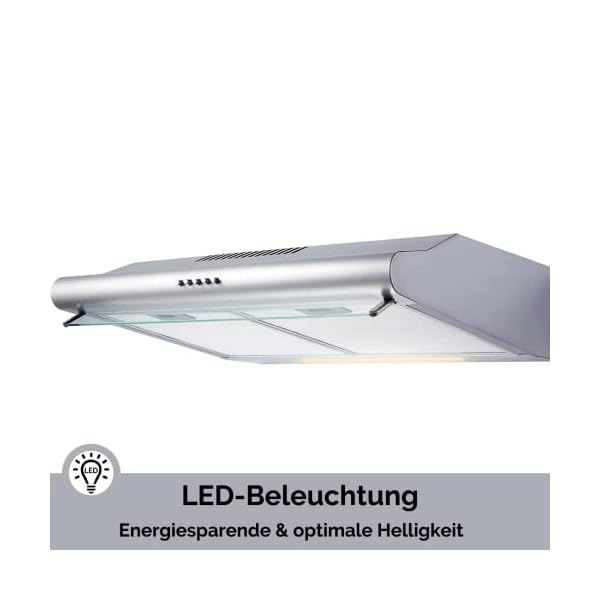 PKM Unterbauhaube UBH 3001 X | Dunstabzugshaube | 60 cm Breite | Edelstahl mit Glaswrasenschirm | Abluft | Umluft – Bild 7