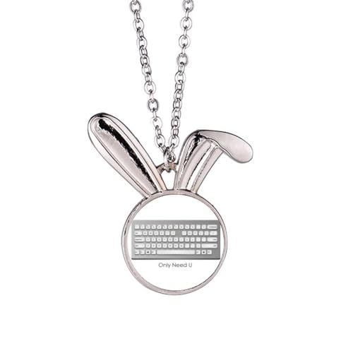 Collier avec pendentif lapin Programmer Keyboard unique en acier