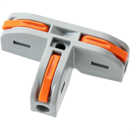 Image of ZIVIK 10 Pcs T-Shape 3 Way Wire Conductor Quick Cable Splitter Electrical Connectors Push-in Terminal Block Universal Wire Connectors for AWG 28-12 Cable, Wire Connector /Wire Jointer Cable Clamp