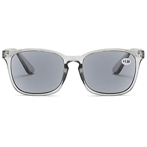 MAGIMODAC Womens Mens Reading Glasses Sunglasses Readers UV400 Protection Transparent Grey 1.5+