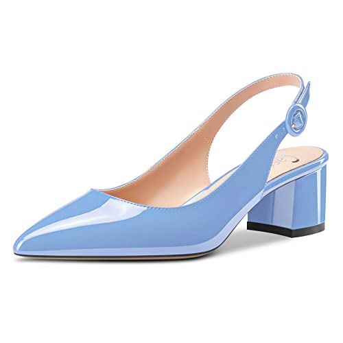 Castamere Women Chunky Block Mid Heel Slingback Pumps Pointed Toe Slip-on Sexy Dress 2.0 Inches Heels Shoes