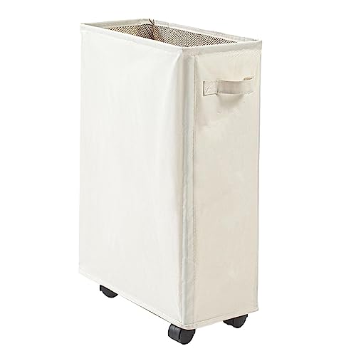 Cesto para la Colada con Ruedas - Cesta grany Delgada Plegable con Ruedas, Esquina Estrecha con Capacidad 42 L y asa, para Guardar Ropa Sucia