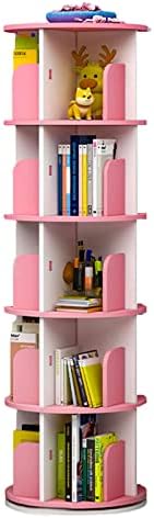 CABINE 360° Rotating Bookshelf,Multifunctional Bookcase Stackable Shelves Bookshelves/Pink/46*159Cm