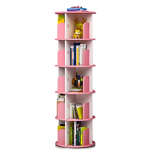 Cabine 360° Rotating Bookshelf,Multifunctional Bookcase Stackable Shelves Bookshelves/Pink/46*159Cm #TOP28