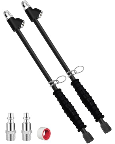 Mandrin à air pour valves inaccessibles buse gonflage double tête longue portée 38 cm