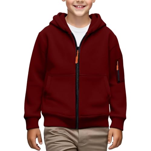 Boys Full Zip up Hoodies Soft Cotton Fall Casual Hoodie Sweatshirts Zipper Pockets Long Sleeve Warm Tops Clothes