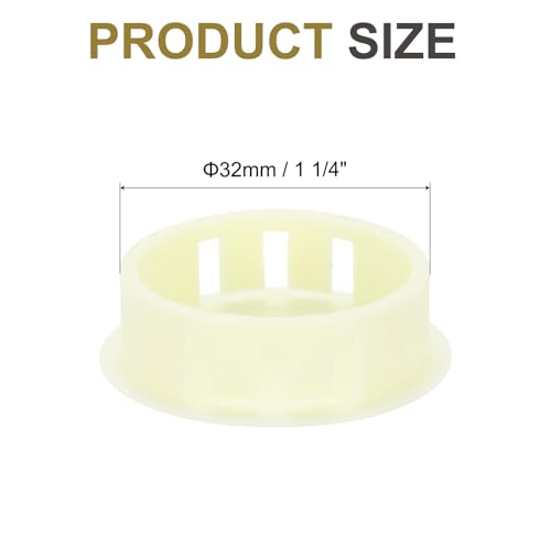 Image of MECCANIXITY 64PCS 32mm(1 1 /4 inch) Cream White Plastic Hole Plugs, Flush Type Panel Hole Plugs Insert End Caps for Locking Hole Tubes Furniture Cabinet
