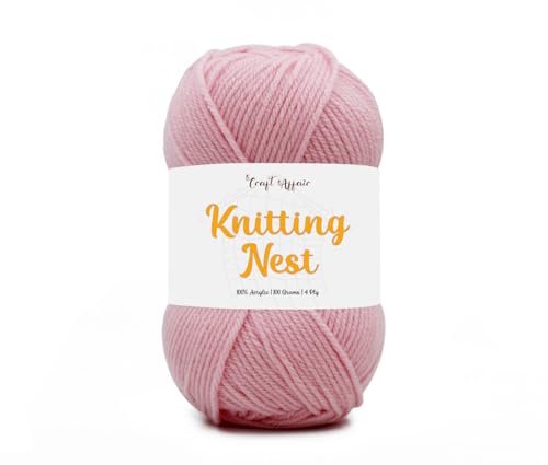 Image of Craft Affair | Knitting Nest Acrylic Yarn (200 Meter, 100 Grams, 2mm) / Woolen Yarn /Acrylic Yarn for Knitting and Crocheting - Baby Pink