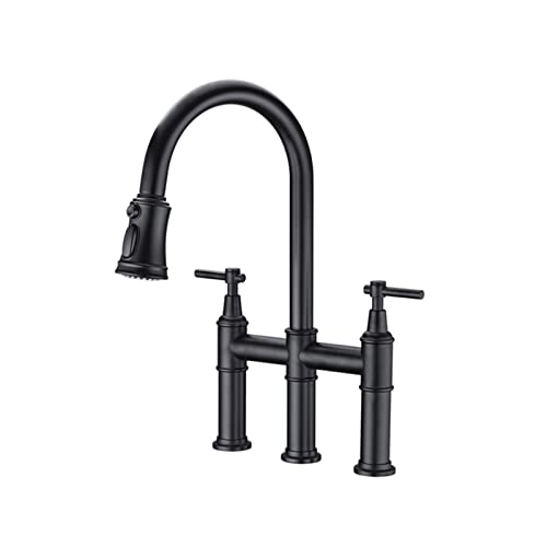 Robinet de cuisine en laiton chromé doté d'un pulvérisateur double commande performant