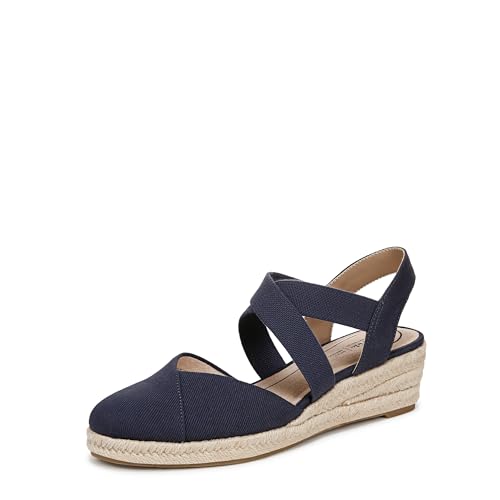 LifeStride Womens Kimball Espadrille Wedge Sandal Lux Navy Canvas 6.5 W
