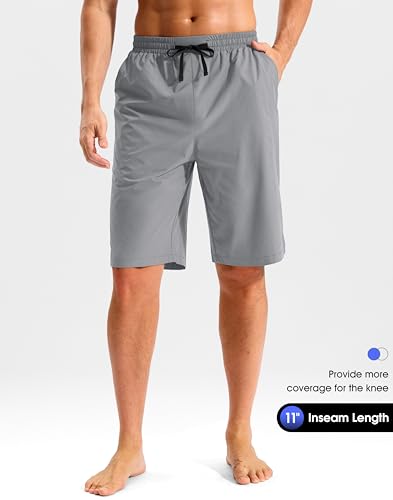 Pudolla Men's Swim Trunks 9"/11" Quick Dry Board Shorts Bathing Suits Beach Shorts for Men with Pockets - No Liner(Light Grey 11 Inseam-M) — view 3