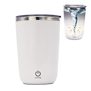 daasigwaa Rechargeable Self Stirring Mug – Magnetic Electric Auto Mixing Stainless Steel Cup for Office/Kitchen/Travel/Home Coffee/Tea/Hot Chocolate/Milk-410 ml/13.9 oz(White)
