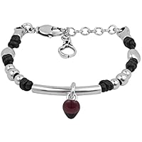 PULSERA CICLON ZAMAK Y CUERO COLGANTE BOLA FUCSIA 213117-32-0