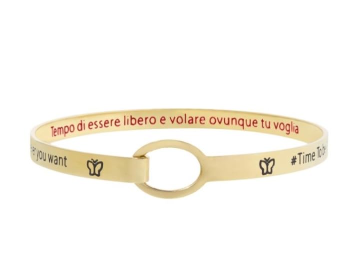 Bracelet rigide Marlù 18BR059G papillon acier doré pour poignet femme tendance