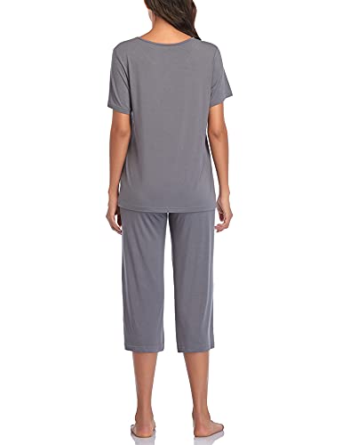 COLORFULLEAF Womens Pajama Sets Summer Pjs Lounge Sets for Women Soft Sleepwear Top and Capri Pants with Pockets4