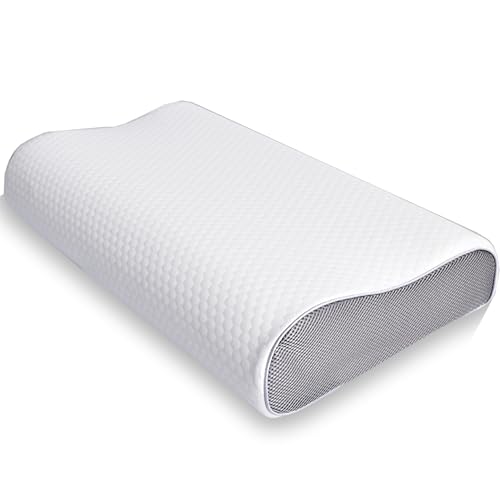 低反発枕、首の痛みのための整形外科枕、3D人間工学に基づいた枕、首の痛みのための側面と背面の枕、横向き寝、仰向け寝、うつぶせ寝に最適、速眠枕 枕カバー、洗濯可能、母親/父親、誕生日/クリスマスギフト (グレー, 60*40*10/12)