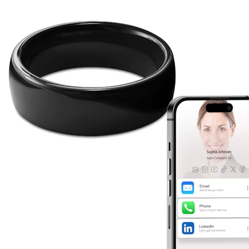 Digital Business Card Ceramic Ring Ntag215 Chip NFC Smart Ring Touch To Share for Bussiness Tags Applicable to Phone (US#9)