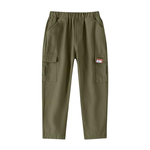 Cargo Pants for Boys Straight Leg Open Bottom Sweatpants with Pockets Teens Loose Fit Elastic Waist Cotton Sweat Pants