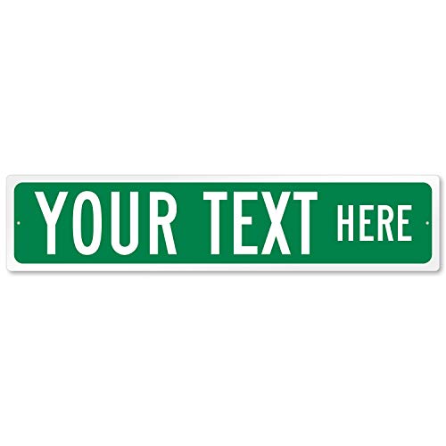 SmartSign Green Custom Street Sign - 4' x 18', Aluminum, Reflective Option, Personalize Your Own Street Sign, Outdoor Metal Sign for Home, Office, Decor, Room, USA-Made
