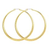 U7 Trendy Women Loop Earring 18K Gold Plated 72mm Big Hoop Earrings