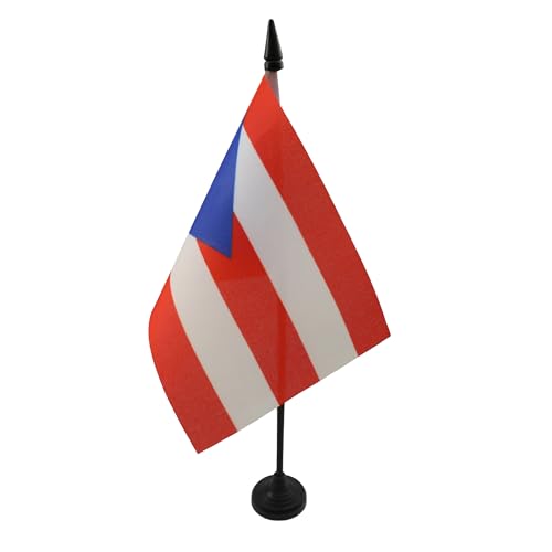 AZ FLAG - Drapeau De Table Porto Rico - 15x10 cm - Mini Drapeau Portoricain De Bureau 100% Polyester Avec Hampe De 25cm Et Socle En Plastique Noir