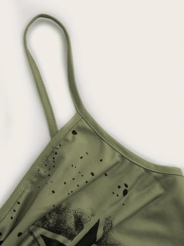 Grunge Cami Top Fairy Punk Top Big Girls Curve Plus Size Women Star Print Ruched Spaghetti Strap High School College2