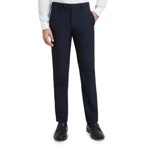 Image of Park Avenue Men Neo Fit Twill Pattern Poly Viscose Blend Flat Front Formal Trouser