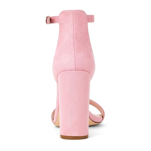 Image of GENSHUO Women's 4-inch Chunky High Heel Sandals with Ankle Strap,Party Wedding Bridal Shoes